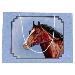 Sacola Para Presentes Grande Azul-cavalo de raça pura