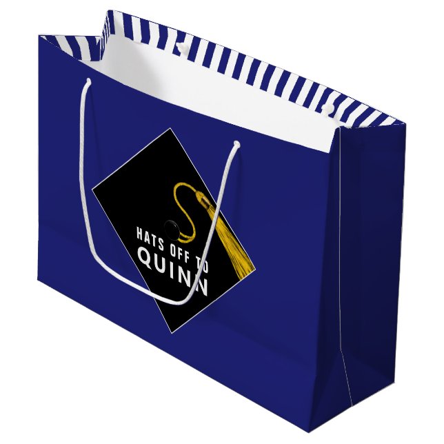 Sacola Para Presentes Grande Azul de Graduação (Frente inclinada)