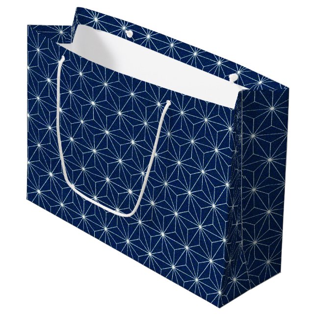 Sacola Para Presentes Grande Azul Indigo Japonês (Frente inclinada)