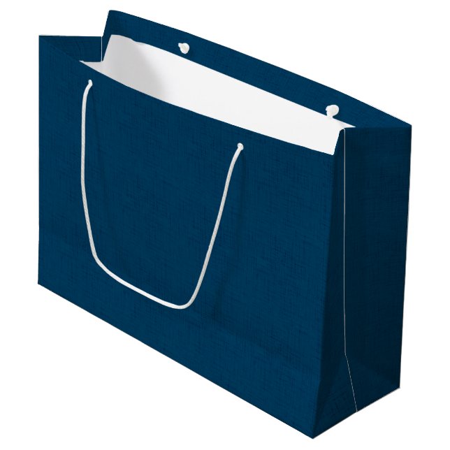 Sacola Para Presentes Grande Azul marinho texturizado (Frente inclinada)