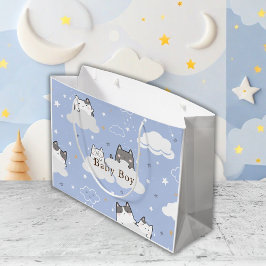 Sacola Para Presentes Grande Azul-padrão de Kitten