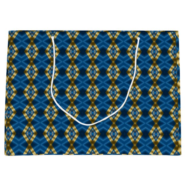 Sacola Para Presentes Grande Azul Real Elegante e luxo Dourado (Frente)