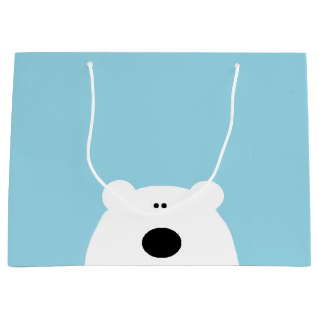 Sacola Para Presentes Grande Azul Urso Polar (Frente)
