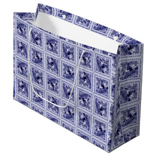 Sacola Para Presentes Grande Azulejo Azul Denim Ocidental