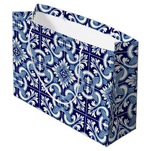 Sacola Para Presentes Grande Azulejo azul português