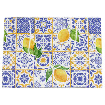 Azulejo de Aquarela Mediterrâneo Padrão Limão
