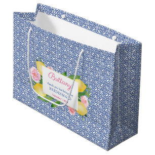Sacola Para Presentes Grande Azulejos brancas limões Madrinhas de casamento bra