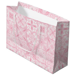 Sacola Para Presentes Grande azulejos ornamentados cor-de-rosa