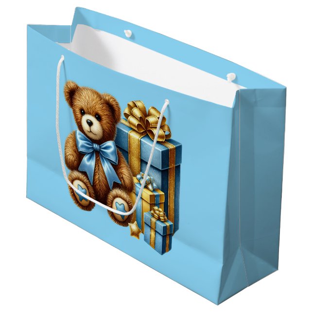 Sacola Para Presentes Grande Baby Blue Teddy Bear (Frente inclinada)