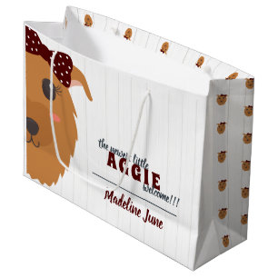 Sacola Para Presentes Grande Baby Girl Aggie Dog Maroon