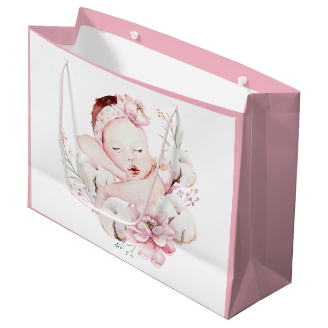 Sacola Para Presentes Grande Baby Girl Watercolor (Frente inclinada)