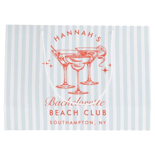 Sacola Para Presentes Grande Bachelorette Azul de Imagem Moderna (Verso)