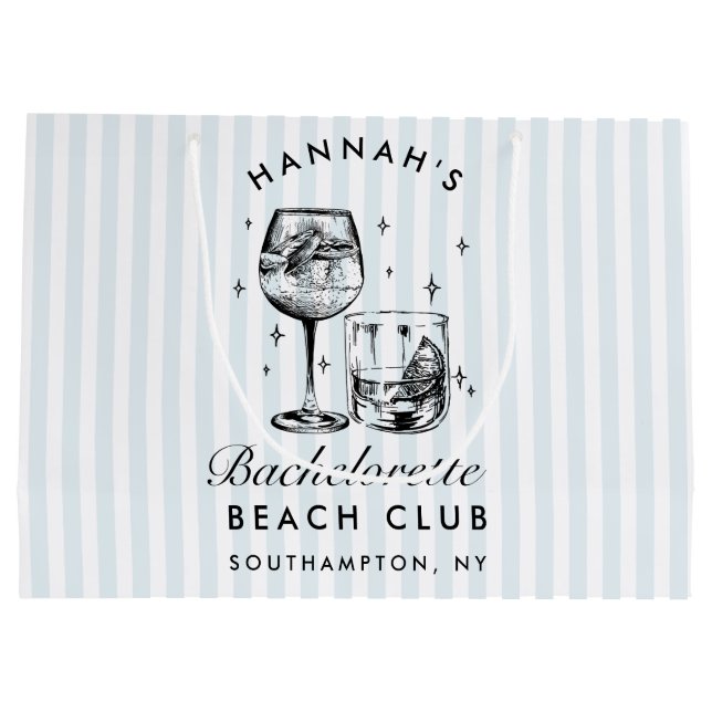 Sacola Para Presentes Grande Bachelorette Azul de Imagem Moderna (Verso)