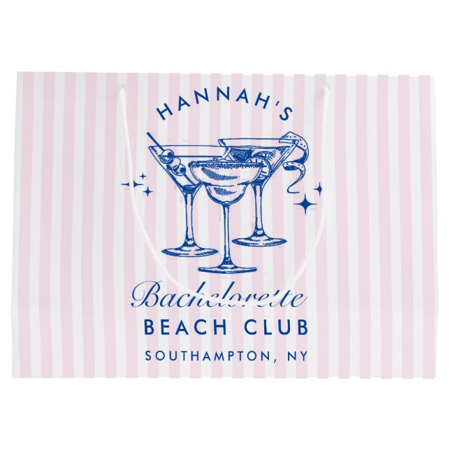 Sacola Para Presentes Grande Bachelorette Azul de Imagem Moderna (Verso)