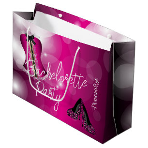 Sacola Para Presentes Grande Bachelorette de Lingerie glamourosa   Barco Rosa Q