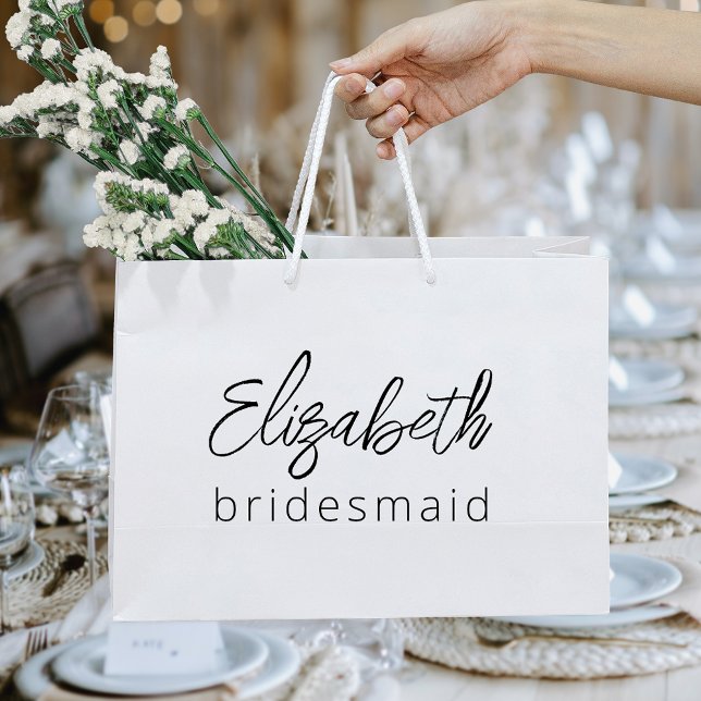 Sacola Para Presentes Grande Bachelorette de Script Minimalista Moderna Bridesm (Criador carregado)