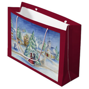 Sacola Para Presentes Grande Bag Clássica de presentes na vila de Natal