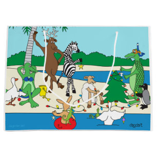 Sacola Para Presentes Grande Bag de Natal para Animais de Praia Whimsical