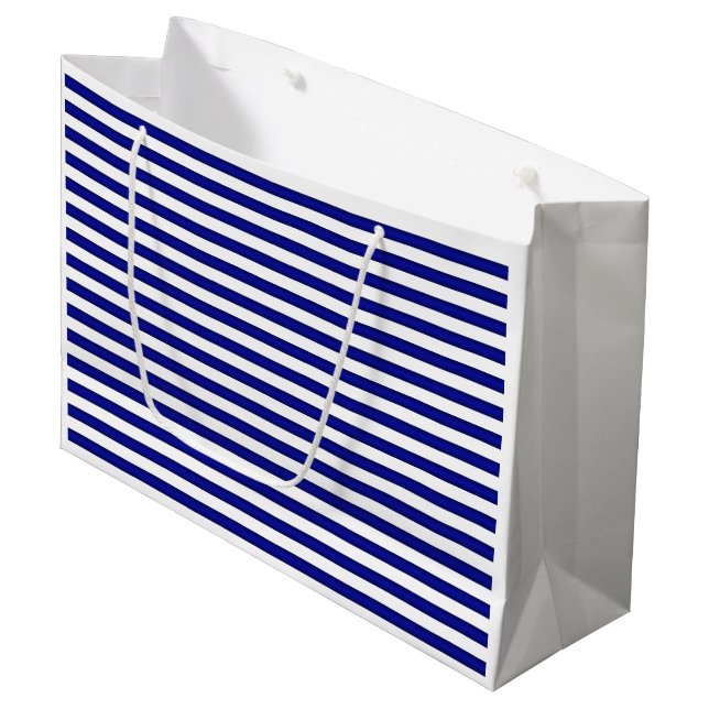 Sacola Para Presentes Grande Bag de presente com risca azul e branca (Frente inclinada)