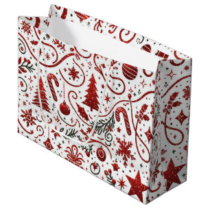 Sacola Para Presentes Grande Bag de presente de Natal Branco Vermelho