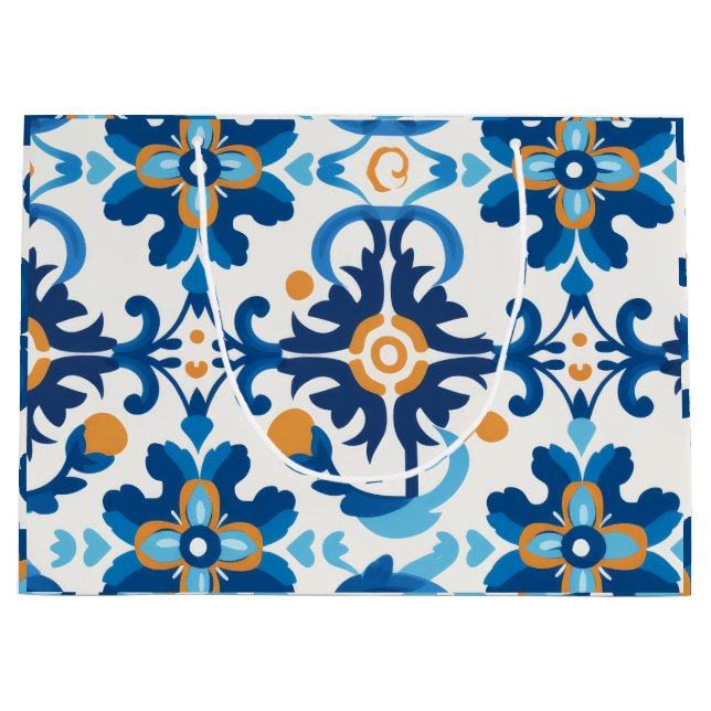 Sacola Para Presentes Grande Bag de presente decorativo azul e castanho (Frente)