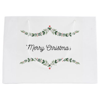 Sacola Para Presentes Grande Bag de presente Natal Watercolor Holly