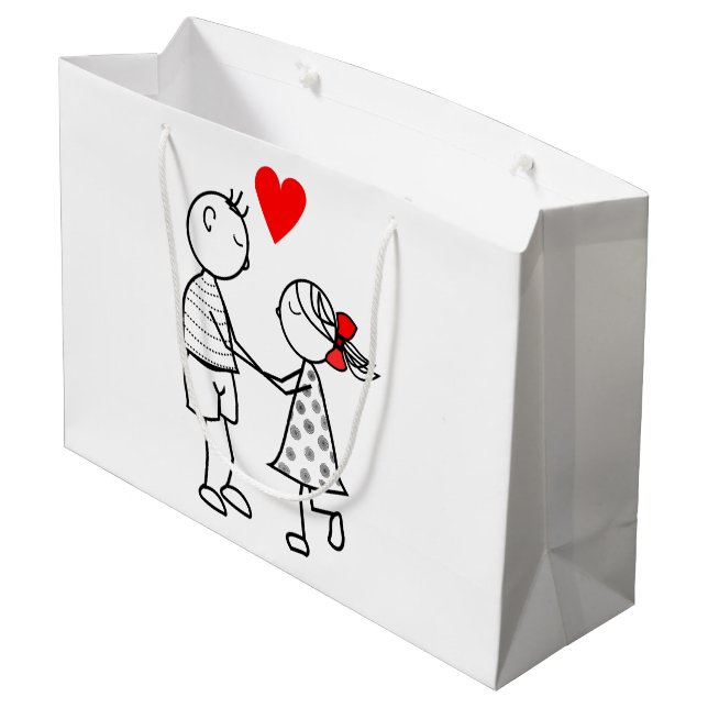 Sacola Para Presentes Grande Bag de presentes de Casal bonito - Personalizável (Verso inclinado)