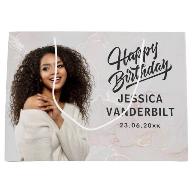 Sacola Para Presentes Grande Bag de presentes de fotos Elegante personalizada (Frente)