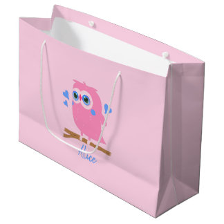 Sacola Para Presentes Grande Bag de presentes personalizado do PInk Owl