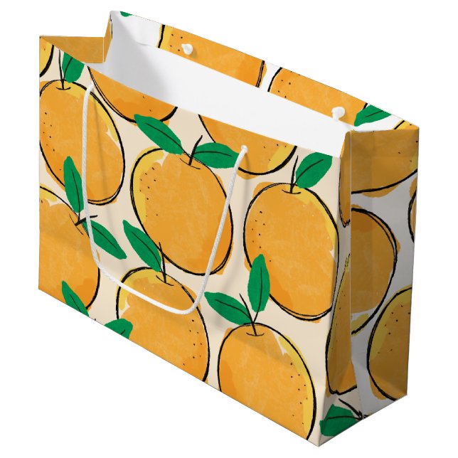 Sacola Para Presentes Grande Bag do Padrão Laranja Cutie (Frente inclinada)