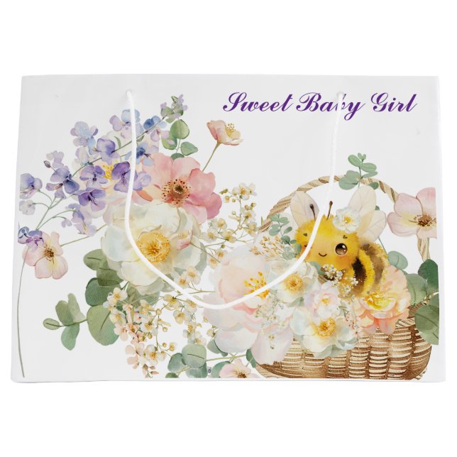 Sacola Para Presentes Grande Bag Floral Bee Gift (Frente)