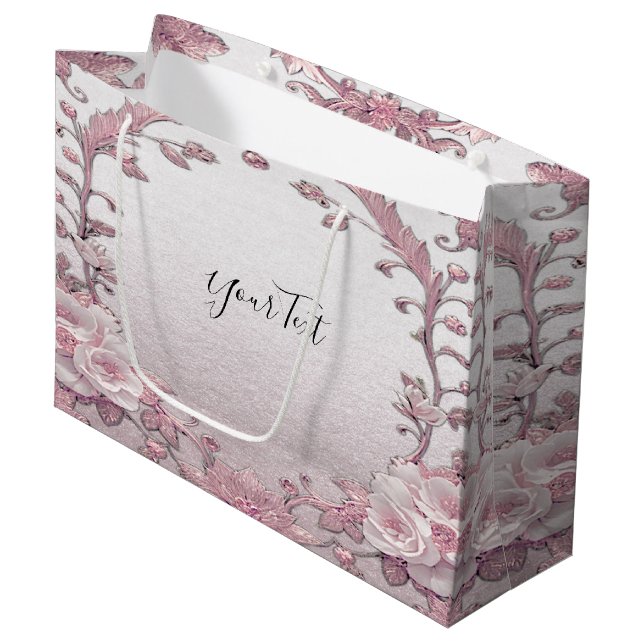 Sacola Para Presentes Grande Bag Floral de Presente Rosa Única (Frente inclinada)