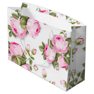 Sacola Para Presentes Grande   Bag    FloralLarge Gift Rosa