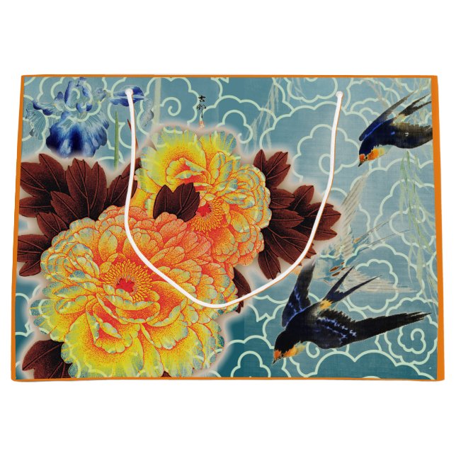 Sacola Para Presentes Grande Bag Gift Gift BOLSA DE FLOR JAPONÊS (Frente)