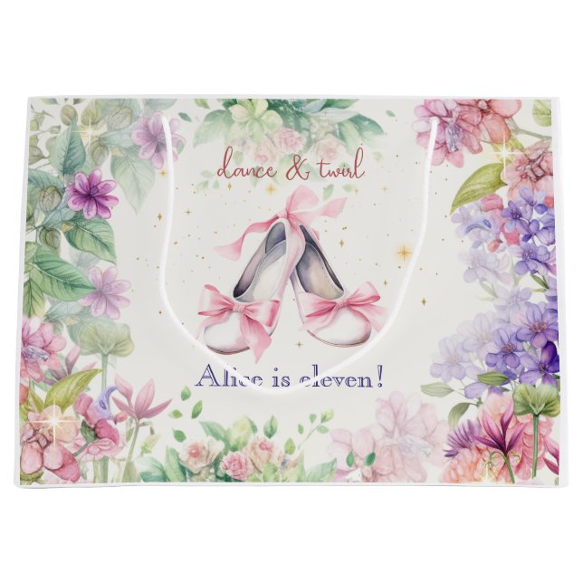 Sacola Para Presentes Grande baile e aniversário de bailarina (Frente)