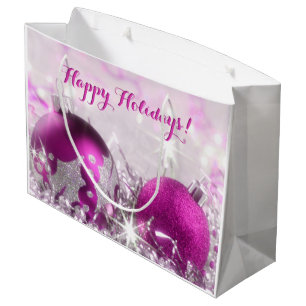 Sacola Para Presentes Grande Balas De Natal Violeta Vermelha E Prateada Dão Sac