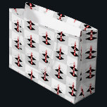 Sacola Para Presentes Grande Balas e planetas de arte atômica retrô<br><div class="desc">O design do estilo Arte Atômica Retro apresenta "bolhas" vermelhas/brancas/pretas centradas entre uma torre de quatro dimensões de planos geométricos sobre fundo de blocos coloridos de cinza</div>