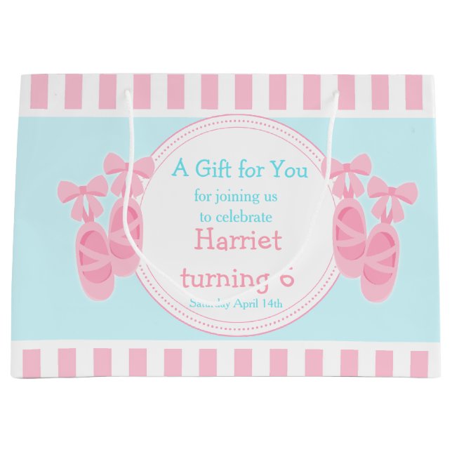 Sacola Para Presentes Grande Balé Slippers Ballerina Festa de aniversário (Frente)