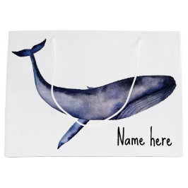 Sacola Para Presentes Grande Baleia Azul de Aquarela