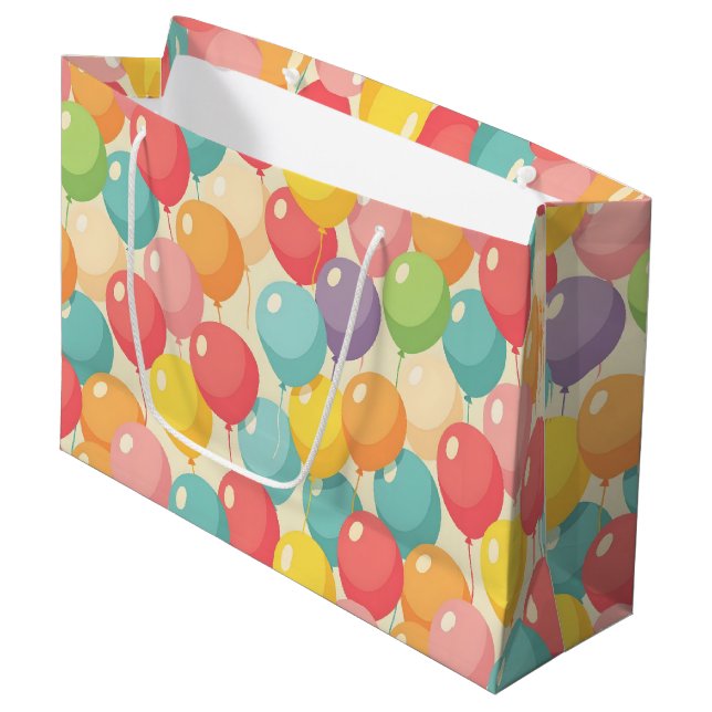 Sacola Para Presentes Grande Balões de festa em cores diferentes (Frente inclinada)