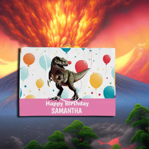 Sacola Para Presentes Grande Balões do Partido Dinossauro Rosa