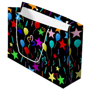 Sacola Para Presentes Grande Balões e estrelas de festa coloridos