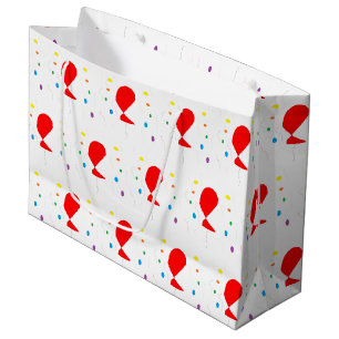 Sacola Para Presentes Grande Balões vermelhos com padrão de confete colorido