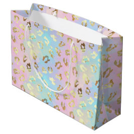 Sacola Para Presentes Grande Bandana de Pele de Leopardo Cores Pastel