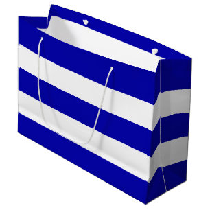 Sacola Para Presentes Grande Bandas brancas azuis-reais Elegantes