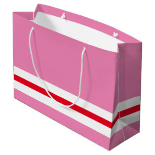 Sacola Para Presentes Grande Bandas brancas Na moda cor-de-rosa-rosa-rosa-branc
