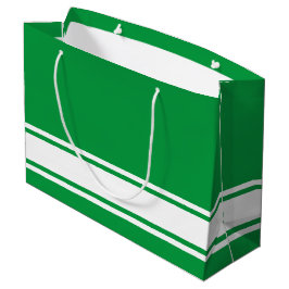 Sacola Para Presentes Grande Bandas De Base Brancas Refinadas Em Kelly Green