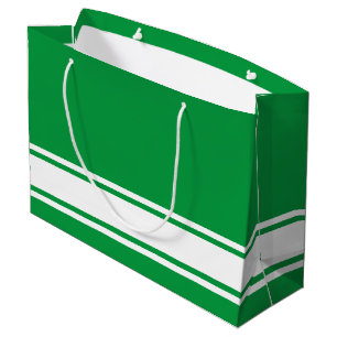 Sacola Para Presentes Grande Bandas De Base Brancas Refinadas Em Kelly Green