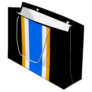Sacola Para Presentes Grande Bandas de Corrida Amarelas Pretas, Azul Brilhante