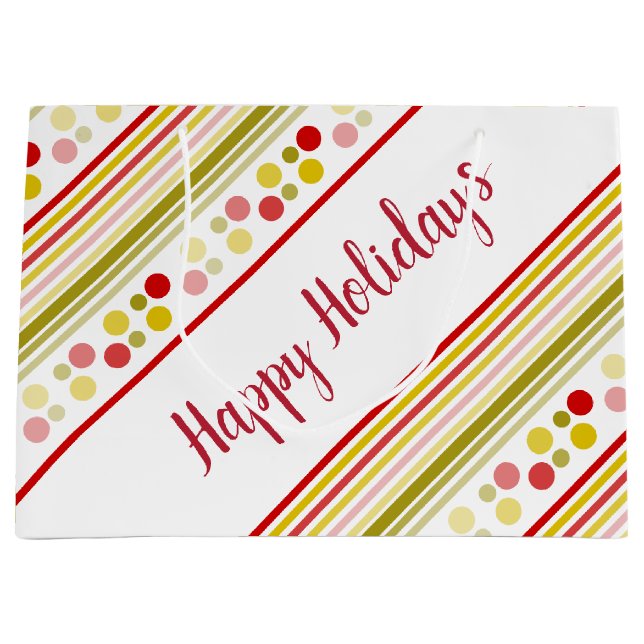 Sacola Para Presentes Grande Bandas E Bolinhas (Frente)